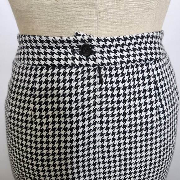 Petite Sophisticate Pencil Skirt 4P Pockets Houndstooth Check Woven Lined - Picture 4 of 9